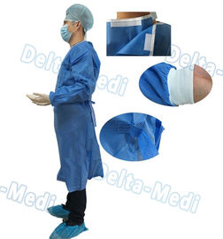 Blue Disposable Surgical Gown , SMS Surgeon Gown With Hand Towels